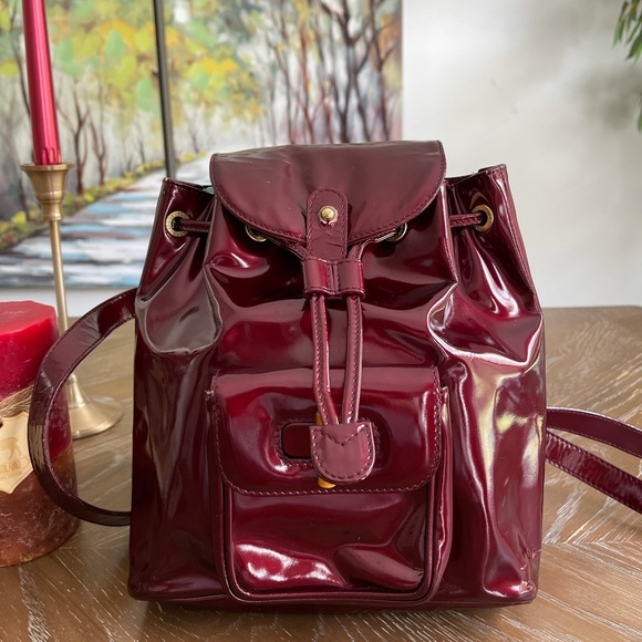 Gucci Handbags - Gucci BackPack Bag BAMBOO Bordeaux Enamel 1423455